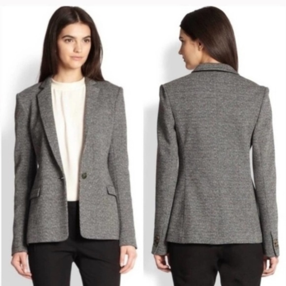 Theory ‘Dancey K Kenmore’ Blazer Jacket in Speckled Charcoal Gray Size 4